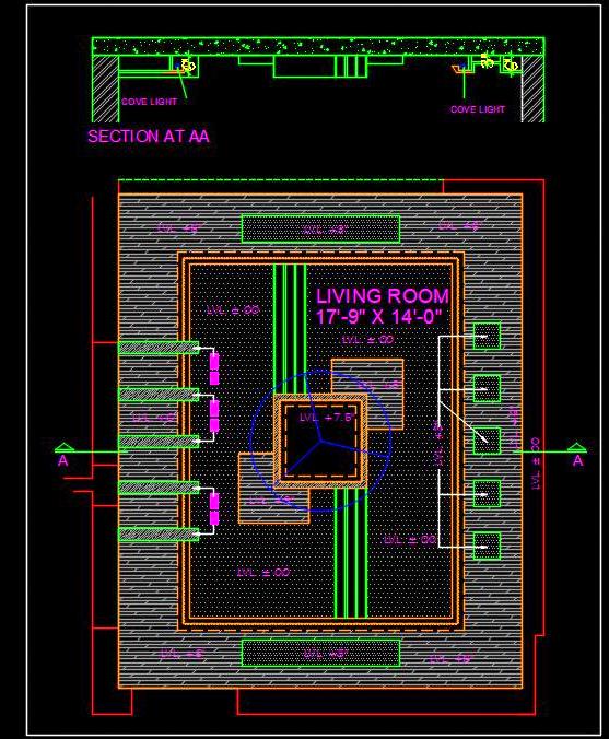 Modern False Ceiling Design - Autocad DWG with Cove Lighting